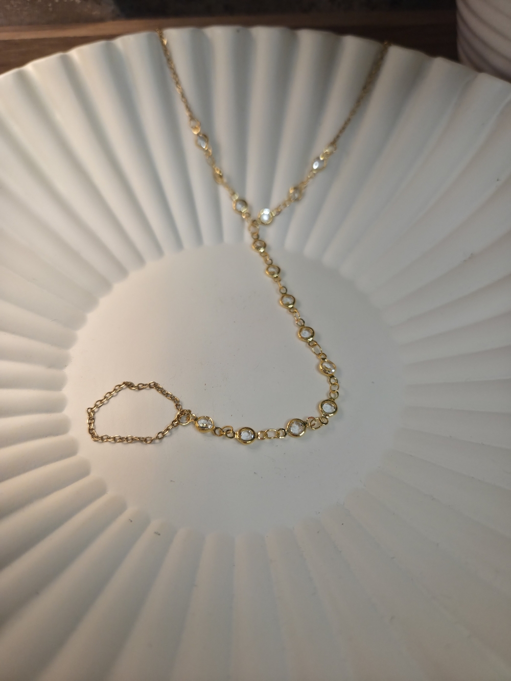 Gold Crystal Station Lariat Necklace - Women Jewelry